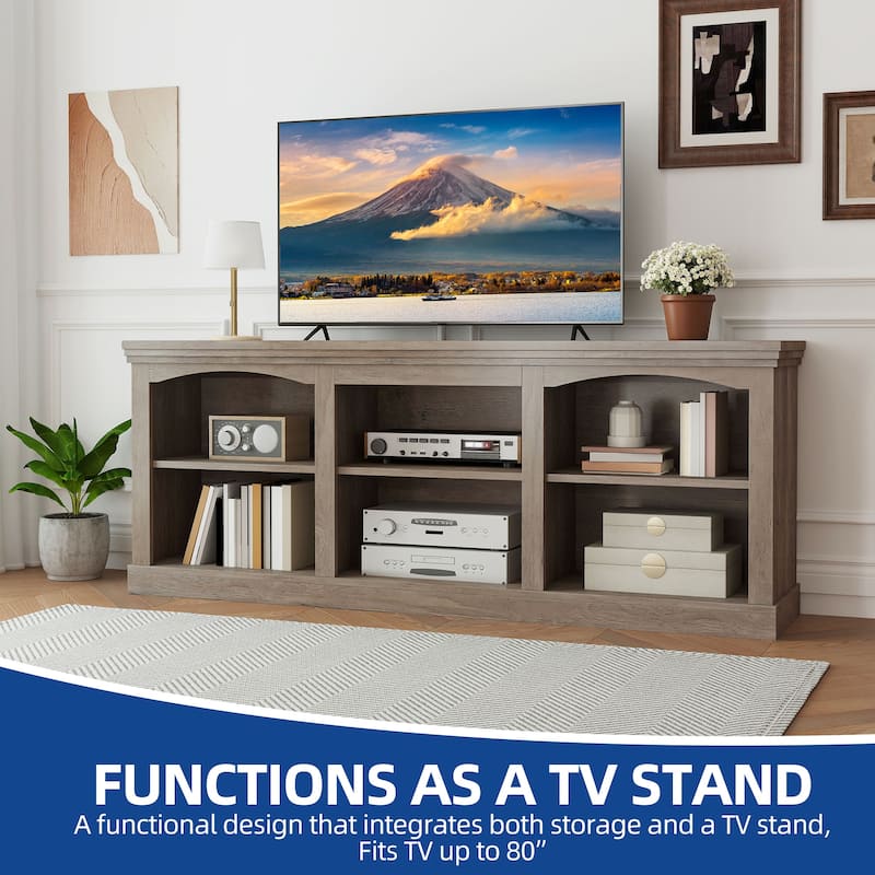 Moasis 70/59"W Farmhouse TV Stand for 75/80" TV, Entertainment Center