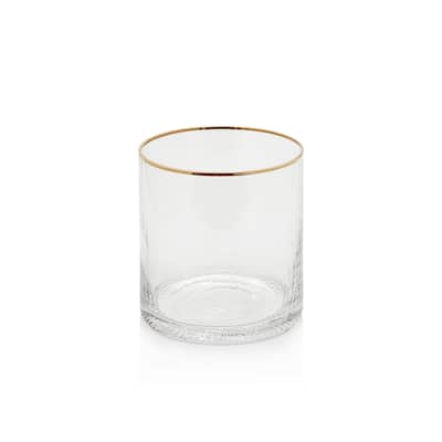 Optic Rock Glasses with Gold Rim, Set of 6