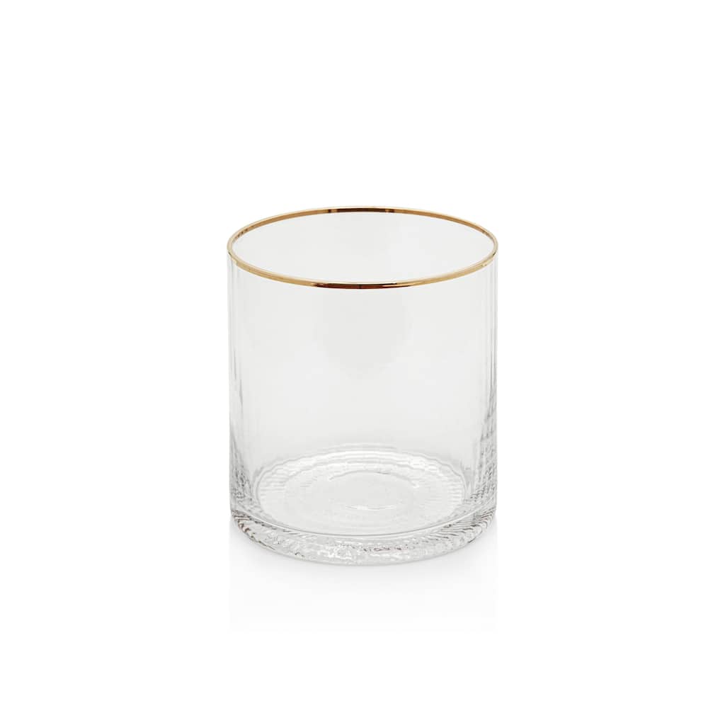 Optic Rock Glasses with Gold Rim, Set of 6