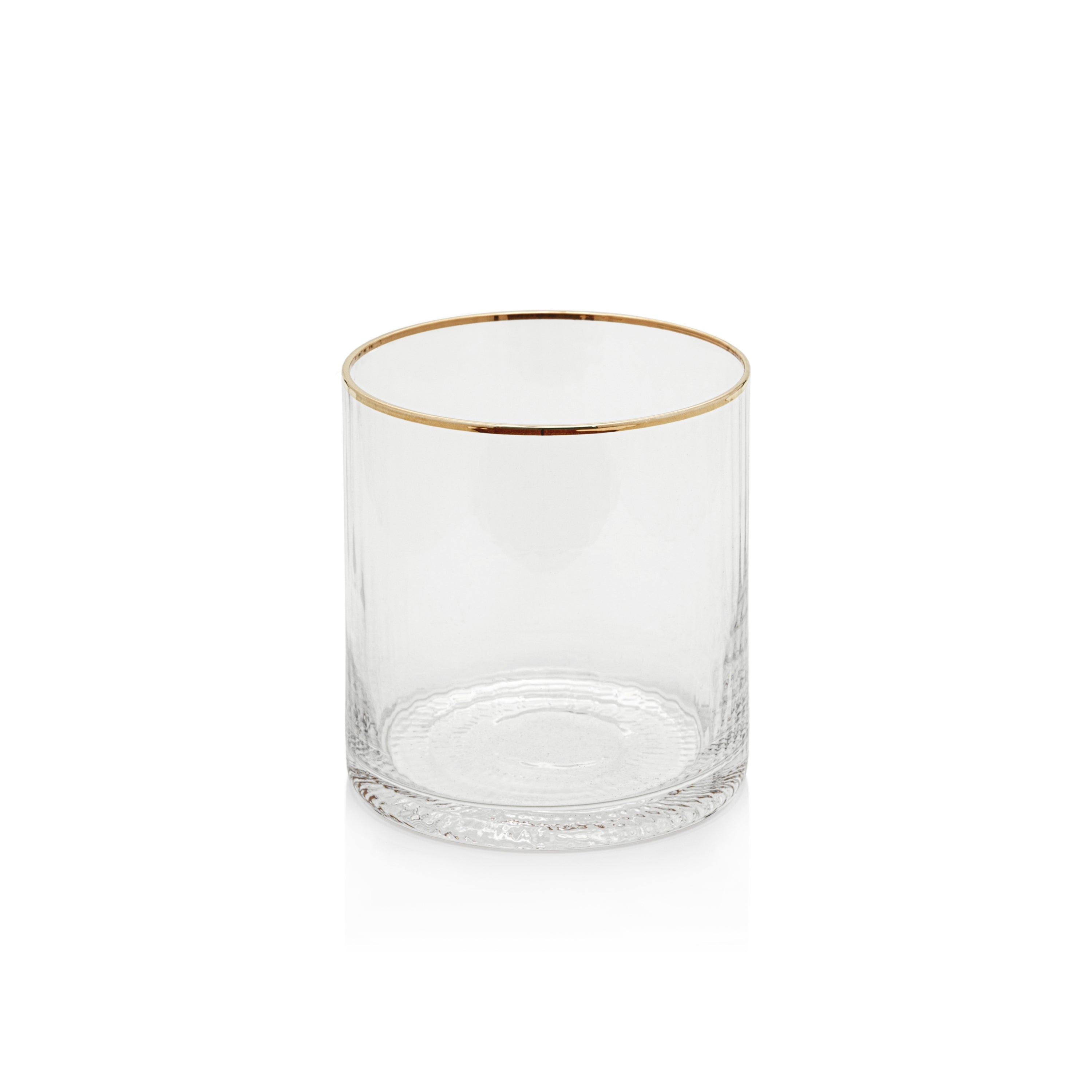 Optic Rock Glasses with Gold Rim, Set of 6