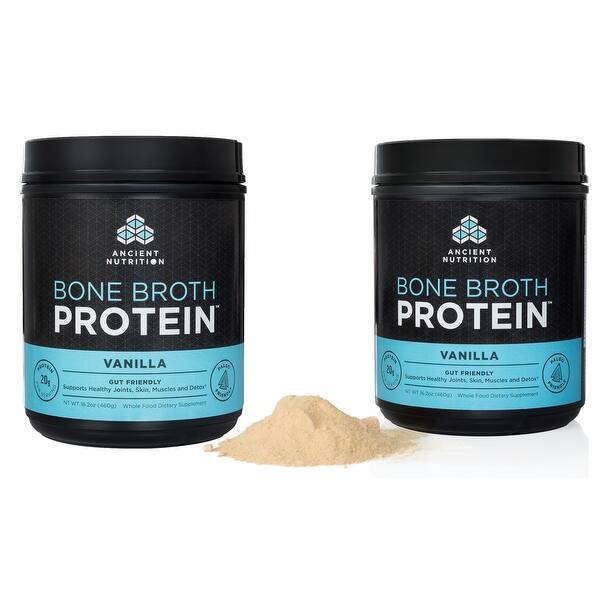 Ancient Nutrition Bone Broth Protein Powder Vanilla 40 Servings 2 Pack Overstock 16051269