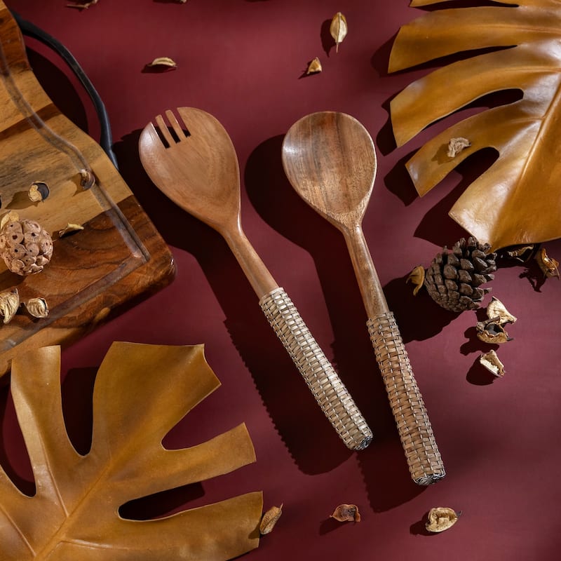 Set of 2 Wooden Salad Set