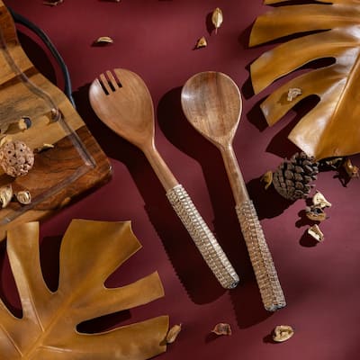 Set of 2 Wooden Salad Set