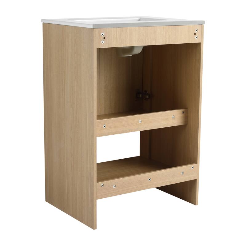 Beingnext 24"/30" Bathroom Vanity with Sink, Floating/Freestanding Bathroom Vanity with Soft Close Door