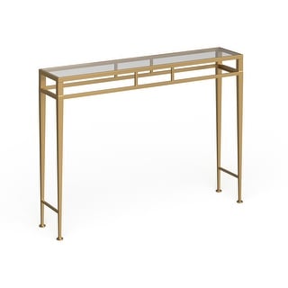 Silver Orchid Grant Hall Iron and Glass Console Table (glass top/gold)