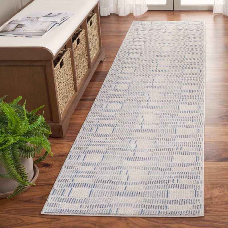SAFAVIEH Prestige Sybil Contemporary Rug - 2'3" x 8' Runner - Beige/Blue