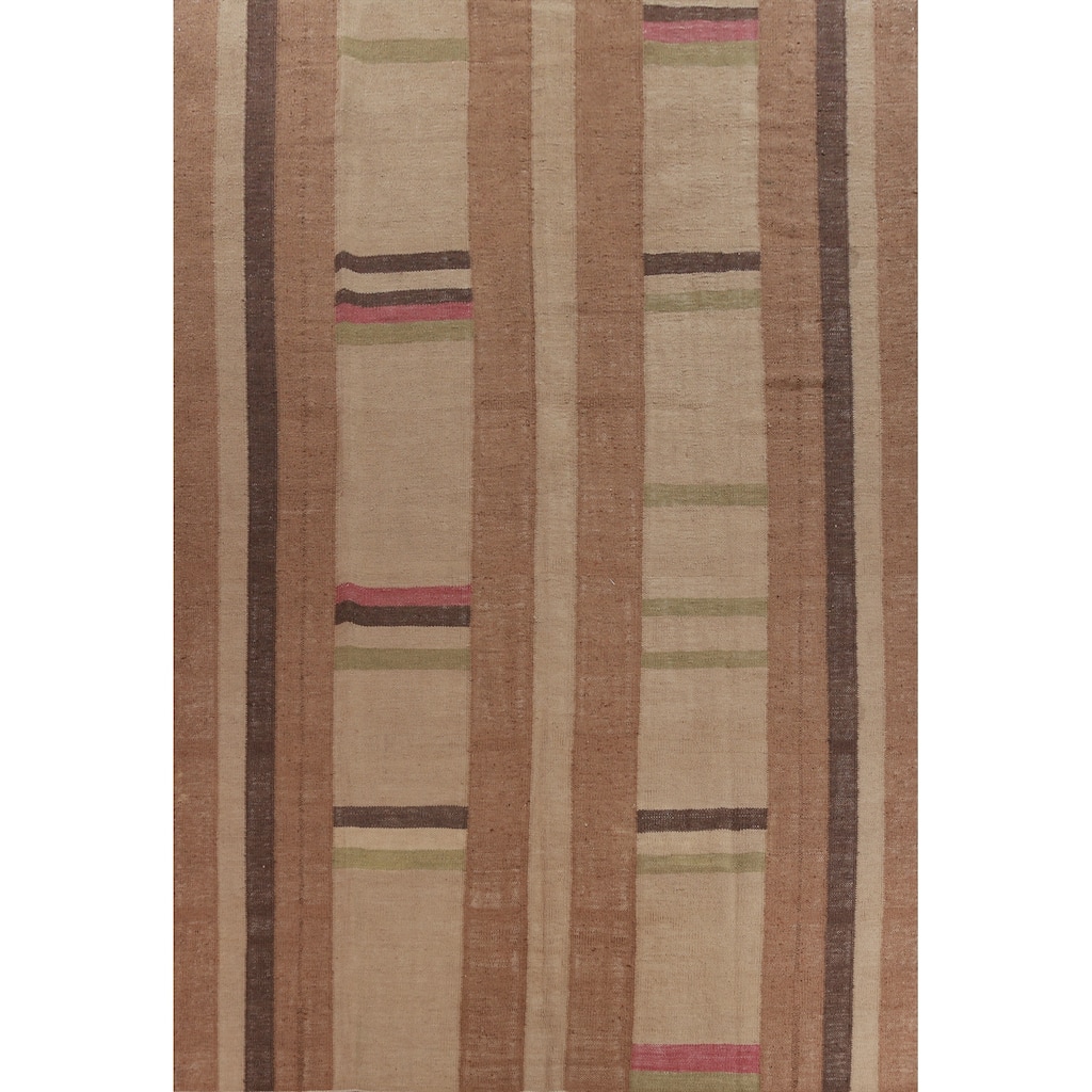 Hand Woven Oriental 100% Jute Carpet Southwestern Modern Brown Kilim Area Rug - 13' 4'' X 9' 10''