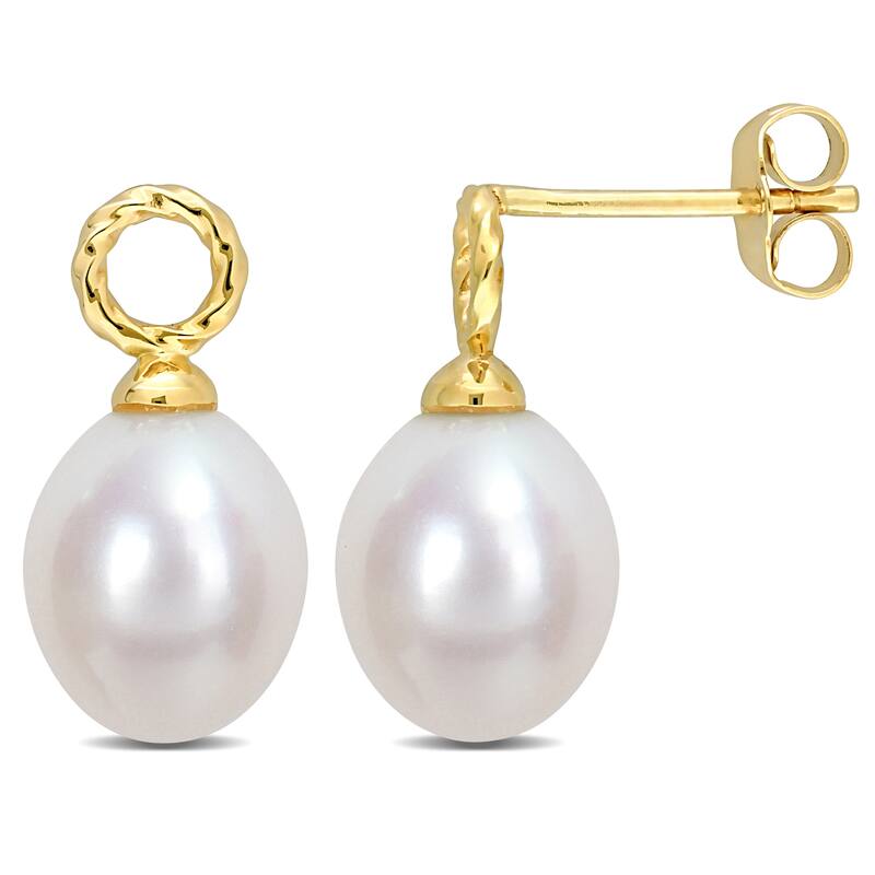 Miadora 7-7.5mm Cultured Freshwater Pearl Stud Earrings 10k Yellow Gold