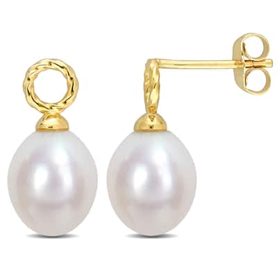 Miadora 7-7.5mm Cultured Freshwater Pearl Stud Earrings 10k Yellow Gold