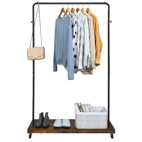 Costway Industrial Pipe Style Rolling Garment Rack Clothes Rack on