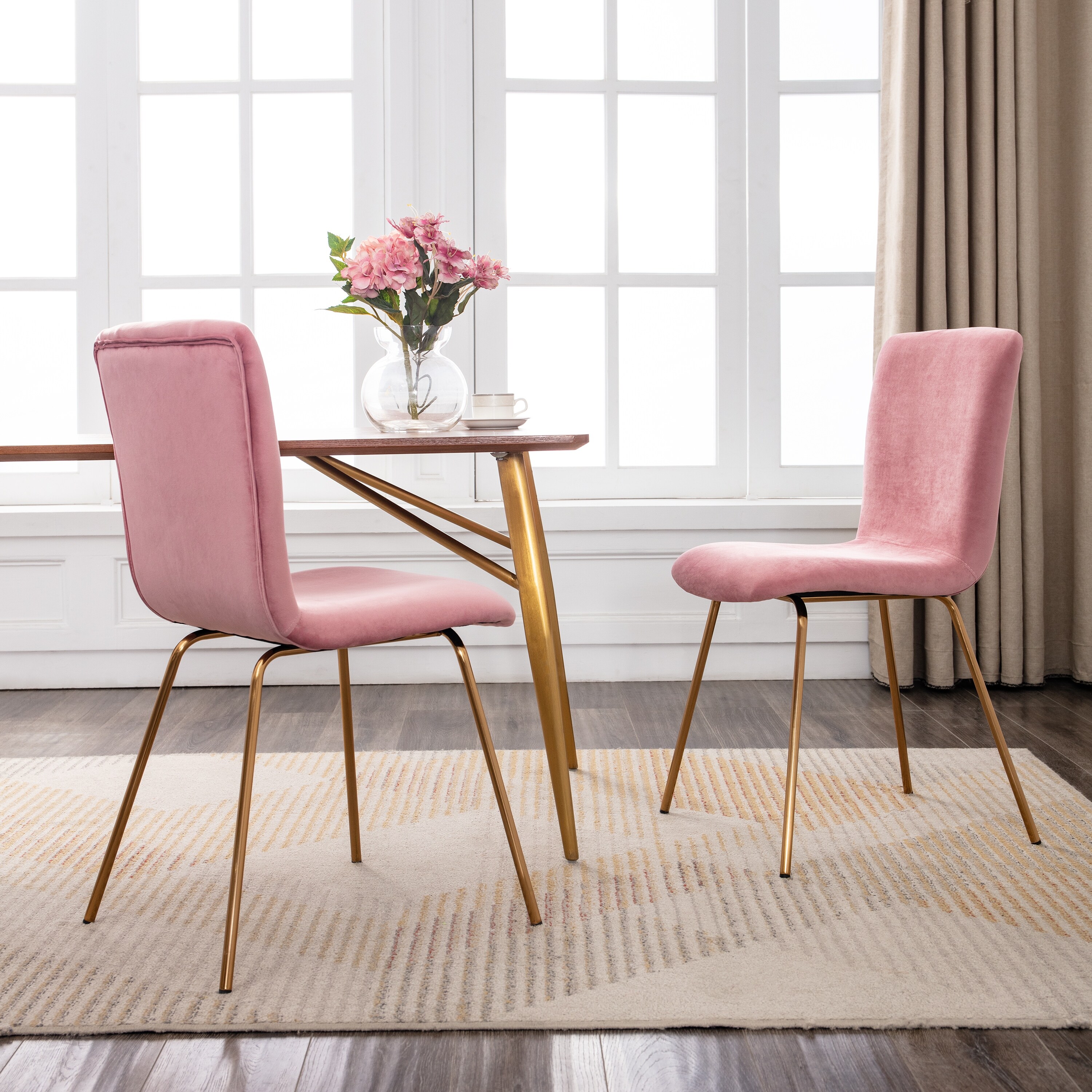 Shop Art Leon Modern Velvet Fabric Dining Chairs Set Of 2 With Golden Legs On Sale Overstock 28181562