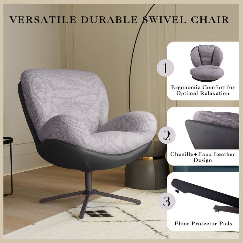 Modern Chenille 360° Swivel Office Chair with Metal Base Frame