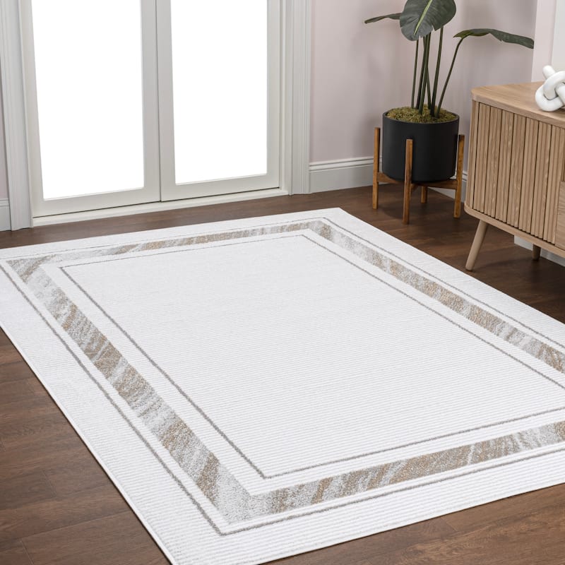 JONATHAN Y Draper Classic Border Marble Pattern High-Low Rug