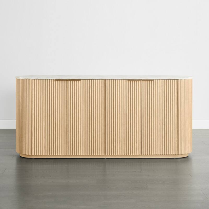 Spruce & Spring 70-inch Wide Modern Sideboard Cabinet with Semi-Cylindrical Columns