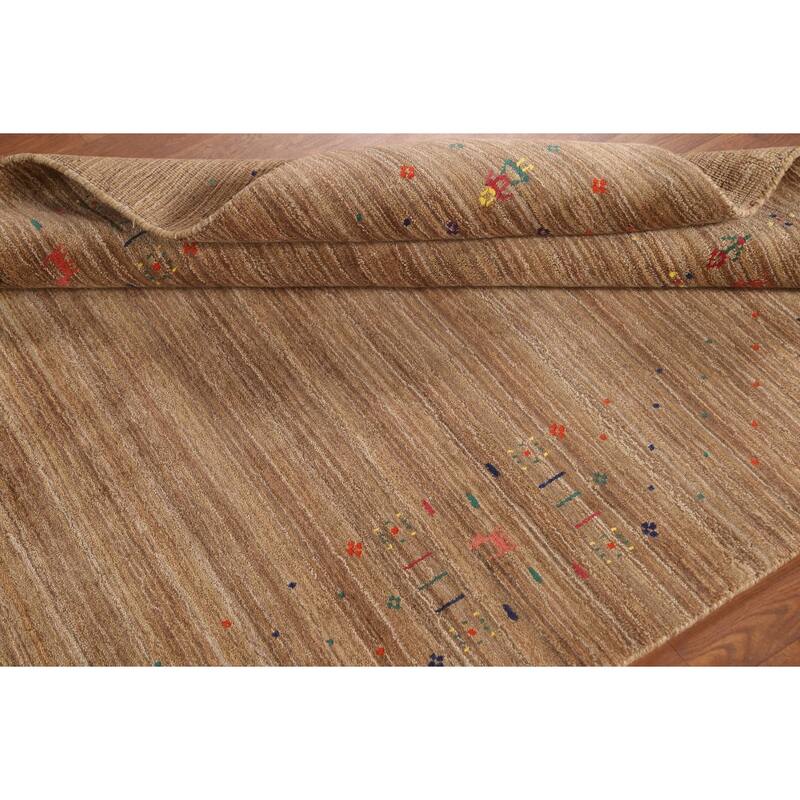 Tribal Striped Gabbeh Oriental Area Rug Handmade Wool Carpet - 4'4"x 5'9"