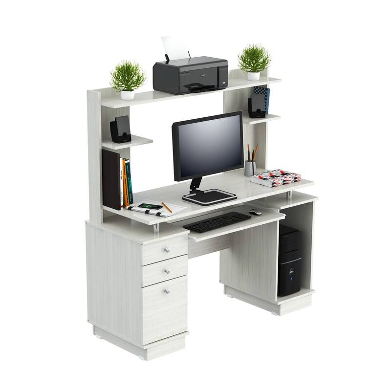49" White Computer Desk With Three Drawers