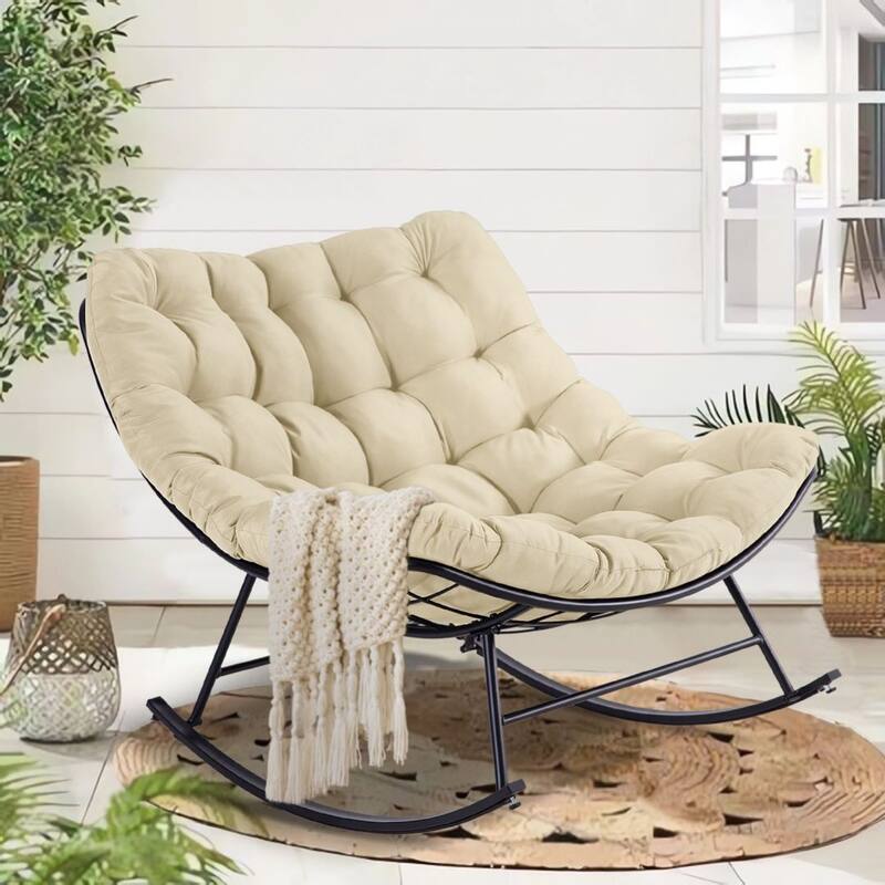 Rocker Recliner Egg Reading Chair with Large Cushions