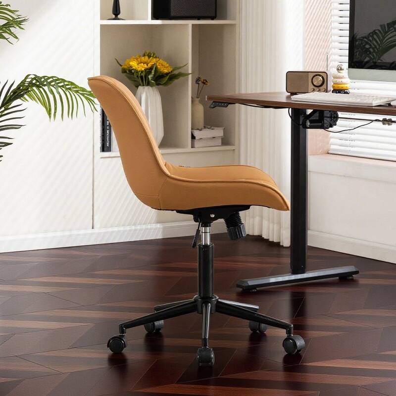 Modern Office Chair, Leather Swivel Office Chair for Home Office