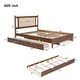 preview thumbnail 15 of 23, Queen Size Wooden Rattan Platform Bed, with 2 Big Drawers, T Size Trundle