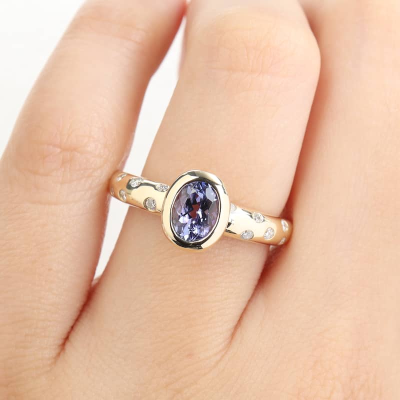 Miadora Gemstone and 1/4ct TDW Diamond Ring in 10k Yellow Gold