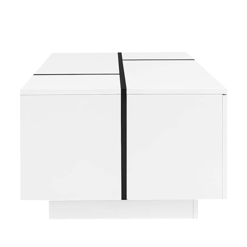47.2''-72.7'' Extendable Coffee Table, Multi-Functional Coffee Table with High-Gloss Finish