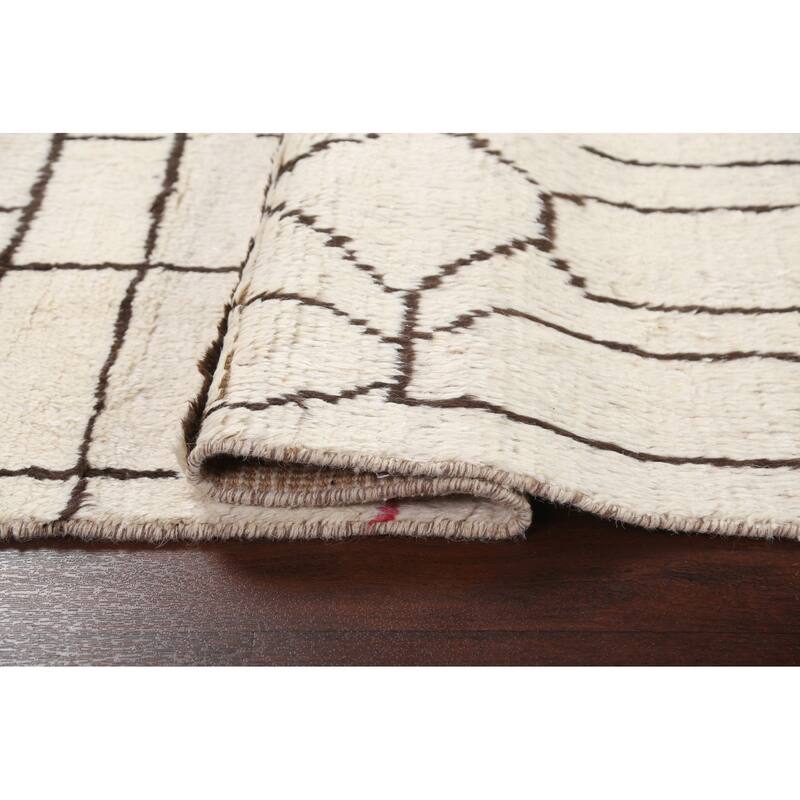 Tribal Contemporary Moroccan Wool Area Rug Hand-knotted Bedroom Carpet - 4'1" x 6'4"