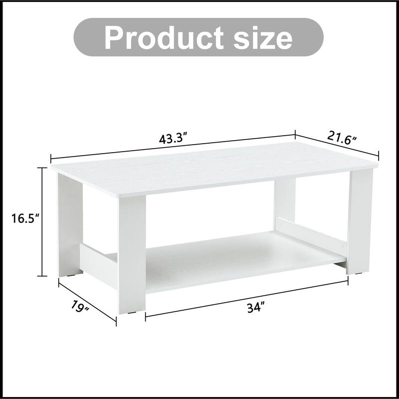 White MDF Double Layered Coffee Table
