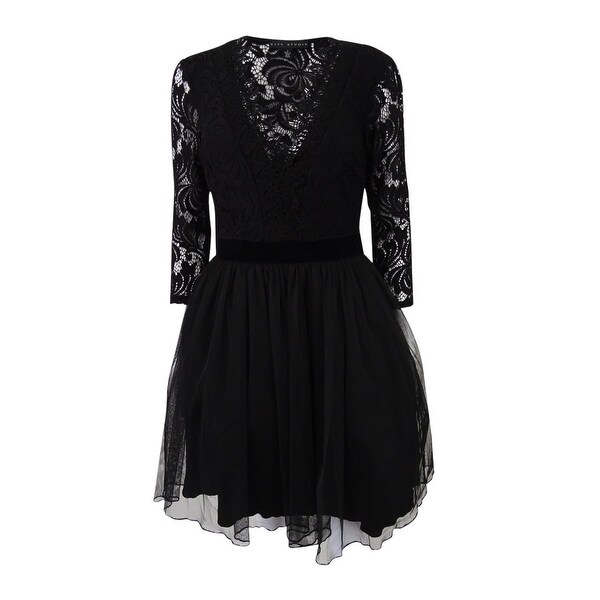 juniors lace fit and flare dress