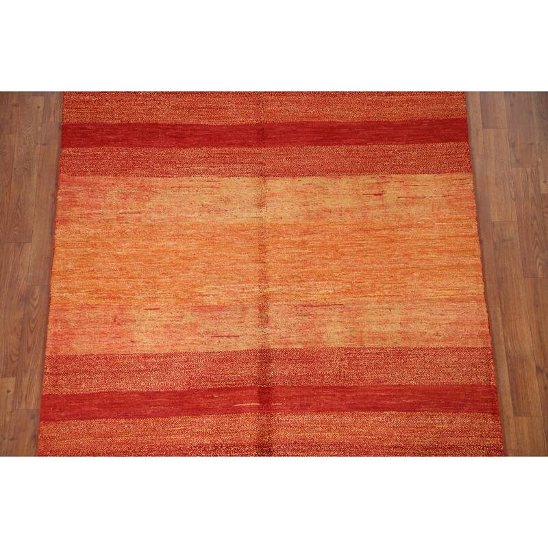 Striped Gabbeh Kashkoli Area Rug Hand-knotted Wool Carpet - 4'6" x 6'2"