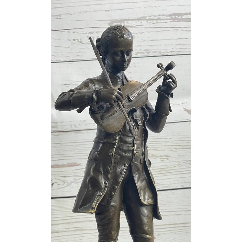 Wolfgang Amadeus Mozart Clical Musician Bronze Statue Sculpture Figure On Marble Base