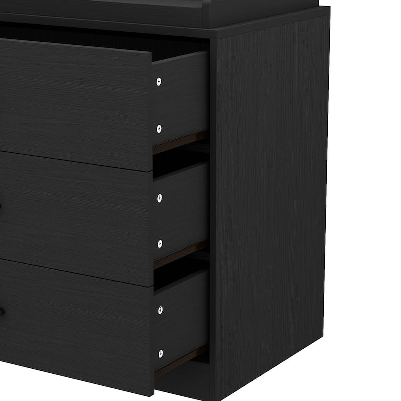 Kerrogee 3-Drawer Dresser with Changing Table - Grey/White/Black