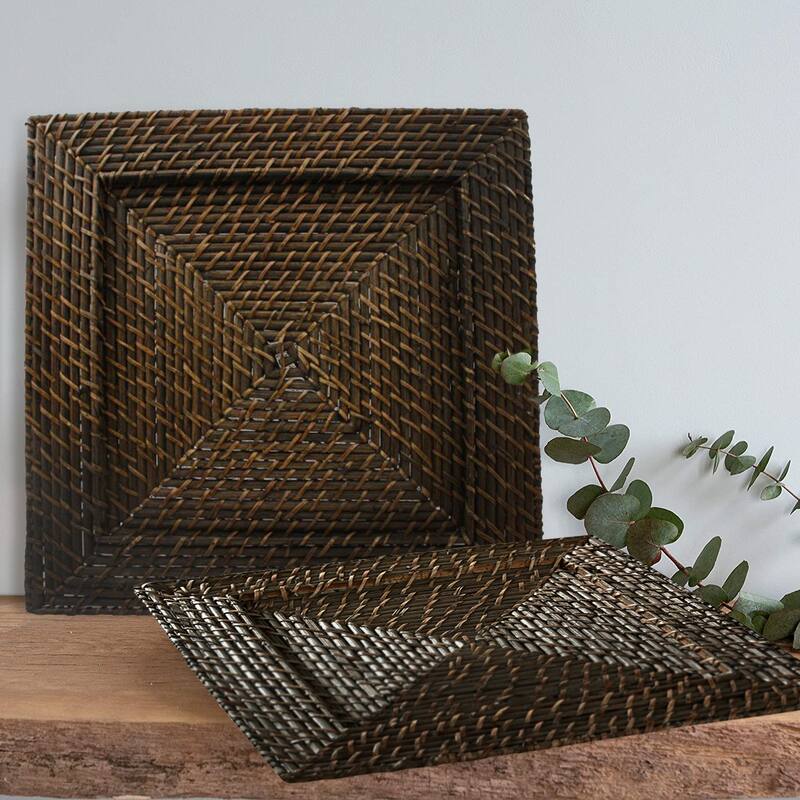 Chargeit by Jay Square 13-inch Rattan Plates (Set of 4)