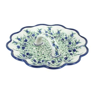 Blue Rose Polish Pottery 1559 Zaklady Egg Plate