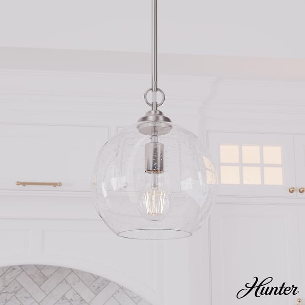 slide 2 of 6, Hunter High Oaks 10-inch 1-Light Pendant - Kitchen Island, Dining Room, Entry - Contemporary, Transitional Brushed Nickel