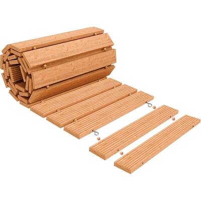 12ft Wooden Garden Pathway, Adjustable Roll-Out Walkway for Patios or Backyard
