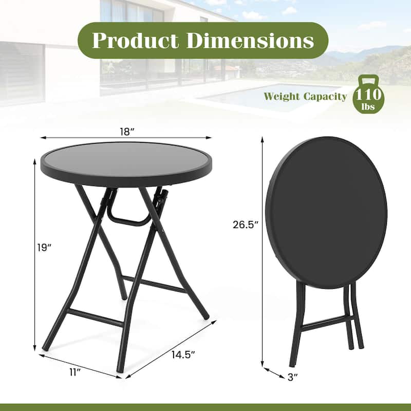 Costway 18" Folding Side Table Round Compact Coffee Table with - See Details