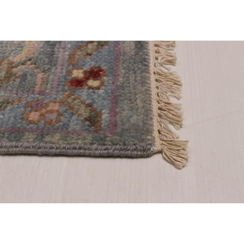ECARPETGALLERY Hand-knotted Modern Oushak Light Denim Blue Wool Rug - 5' 11" x 9' 5"
