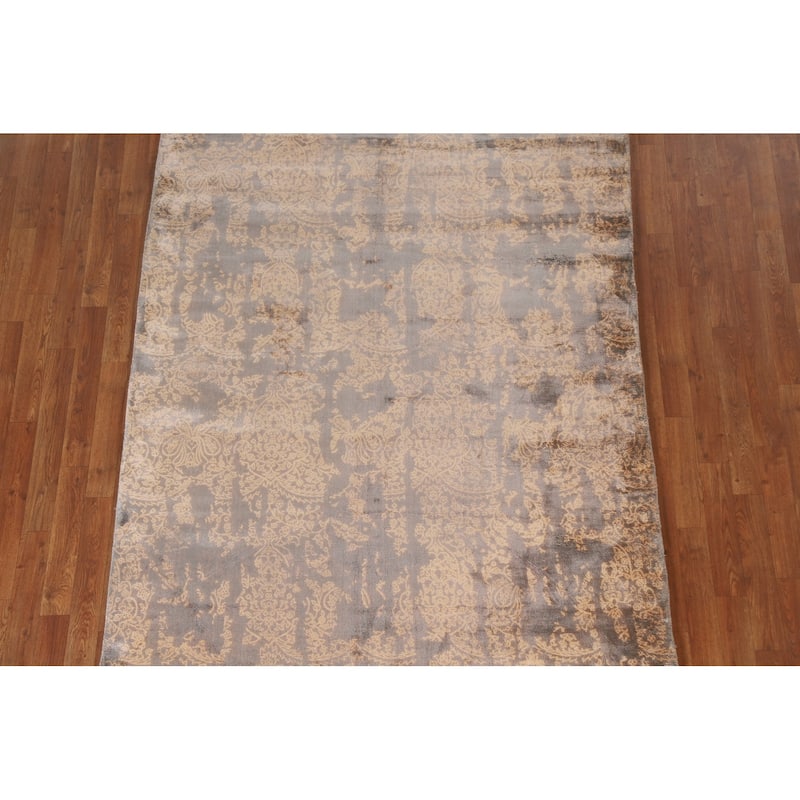 Abstract Oriental Area Rug Hand-Knotted Wool Carpet - 5'2"x 7'9"