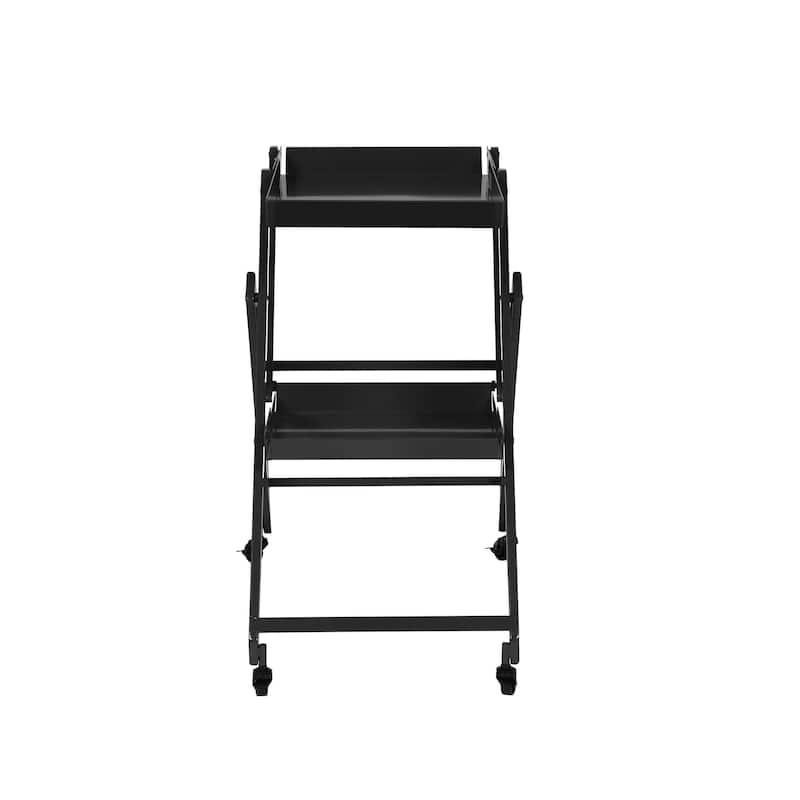 Zonnie Contemporary Steel 2-Shelf Folding Server Cart with Wheeled Base by Furniture of America