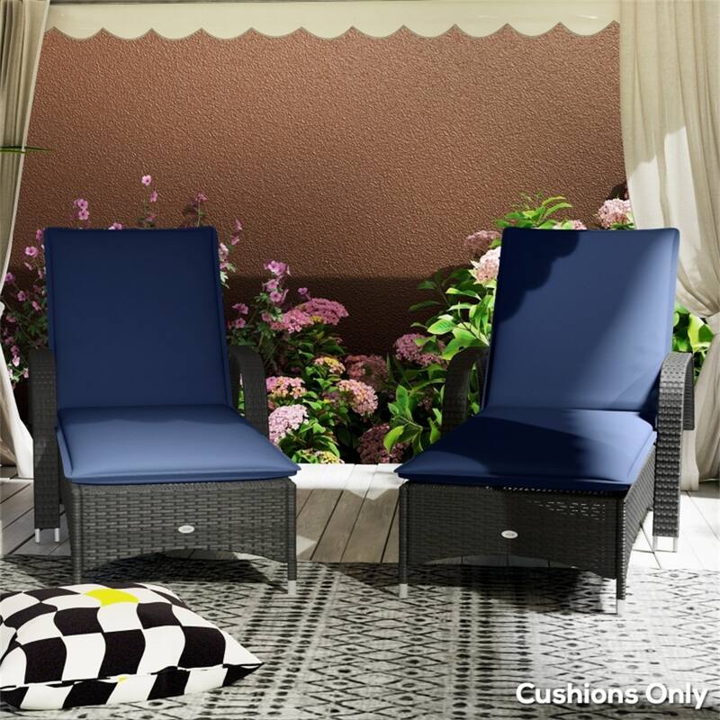 Polyester Foam Outdoor Lounge Chair Cushions Set of 2 - 76" L x 22.8" W x 2.4" D