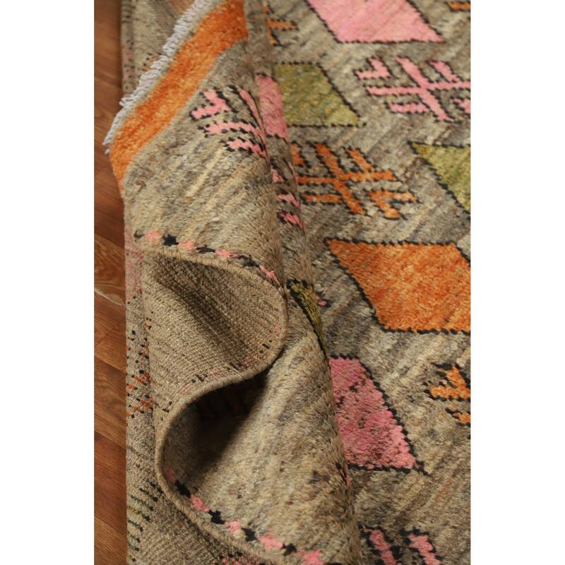 Geometric Moroccan Square Area Rug Hand-Knotted Wool Carpet - 5'9" x 6'4"