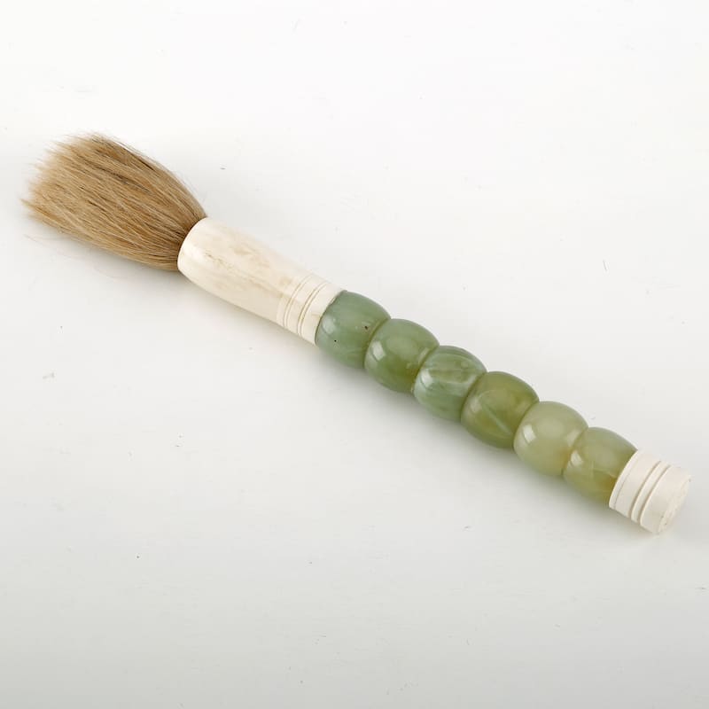 Artissance 14" Large Neutral Green Jade Beads Calligraphy Brush - Neutral Green