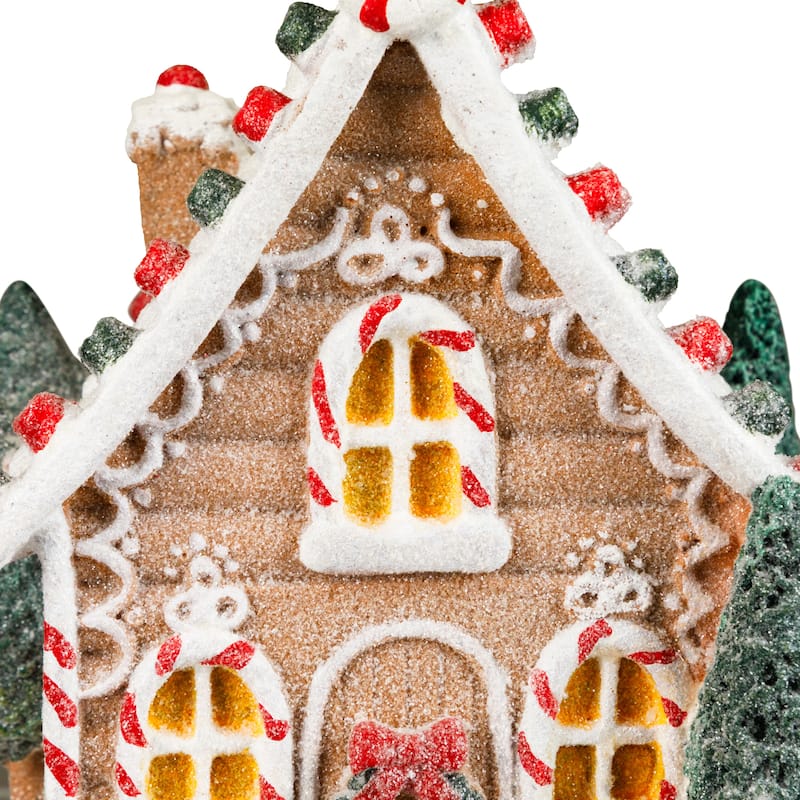 Snow Covered Gingerbread House with Candy Accents Christmas Decoration - 8"
