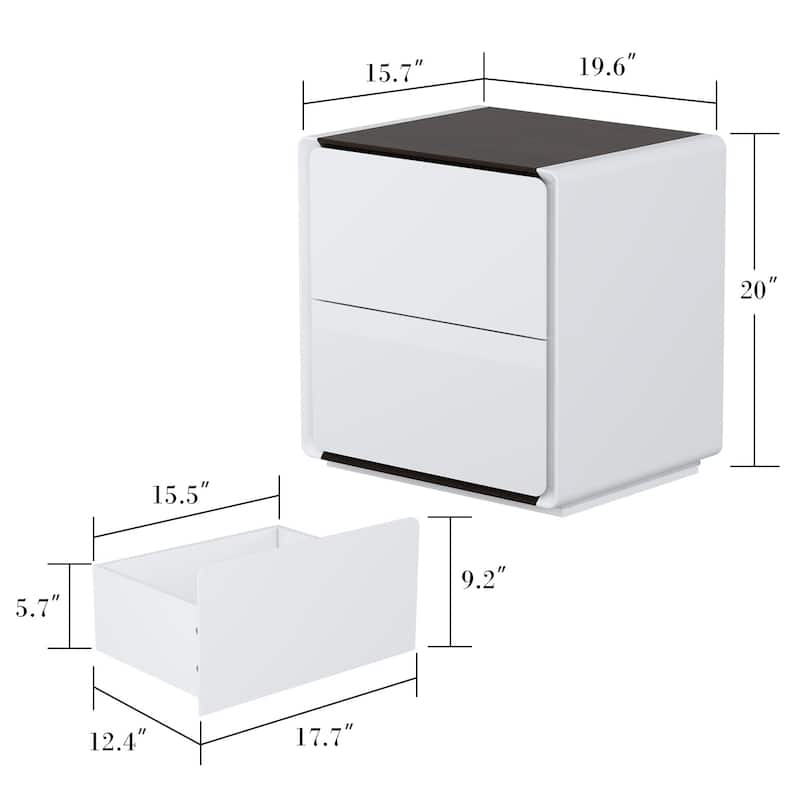 LED Nightstand White Modern Nightstand LED Night Stand Bedside Table