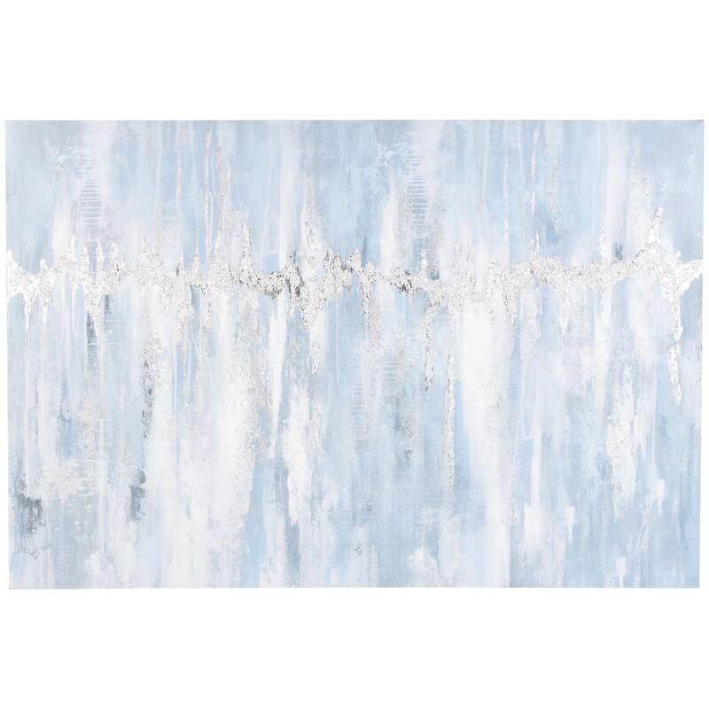 Wood Abstract Wall Art with Silver Details - Light Blue - Roche River Decor - 85"W, 57"H