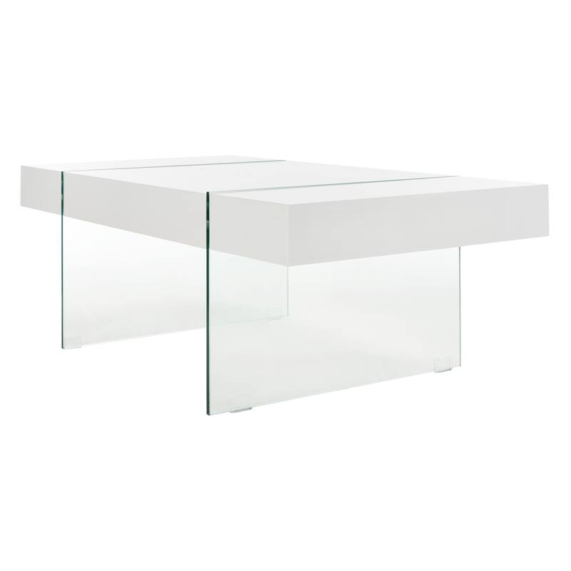 SAFAVIEH Pluma Glass Leg Rectangular Coffee Table - 43.3" W x 23.6" L x 15.7" H - 43Wx24Dx16H