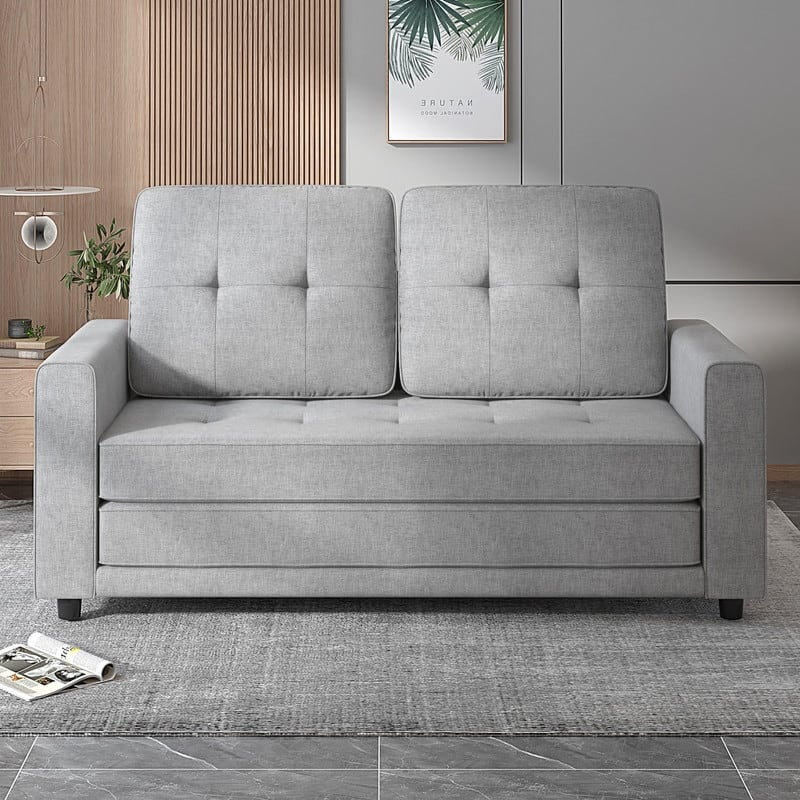 Mixoy Modern 3-in-1 Loveseat Sleeper Sofa,Multi-Function Tri-Fold Out Floor Sofa Bed