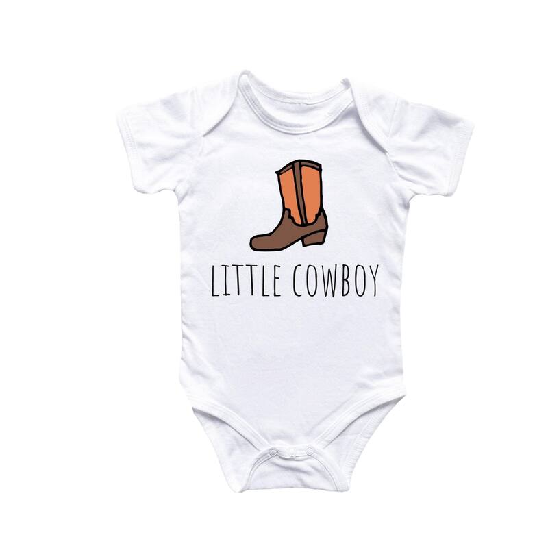 Cowboy Boots Ranch - Baby Boy Girl Clothes Infant Bodysuit Funny Cute Newborn - White - 0-3M