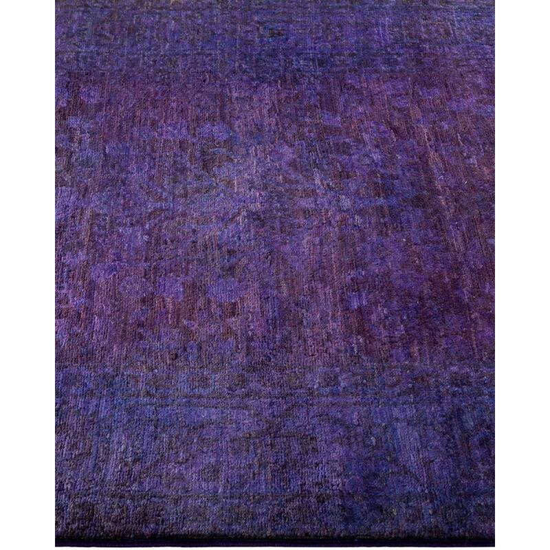 Overton Hand Knotted Wool Vintage Inspired Modern Contemporary Overdyed Purple Runner Rug - 3' 1" x 14' 10"