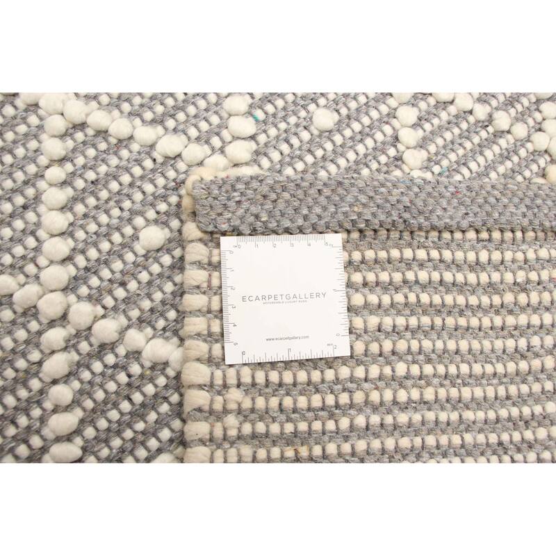 ECARPETGALLERY Braid weave Sienna Grey Wool Rug - 6'1 x 8'11
